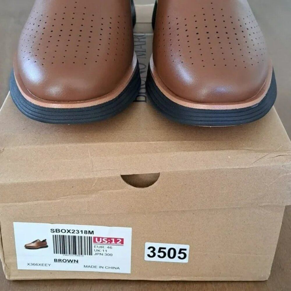 Bruno Marc Smart Casual Oxford Style Sneakers - Brown/Black - Size: Men 12 - Picture 3 of 10